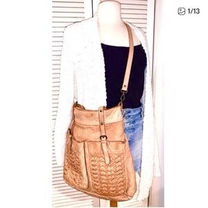 ORIGI Pelle HAND MADE IN ITALY BOVINA LEATHER LARGE WOVEN BAG TOTE PURSE.
